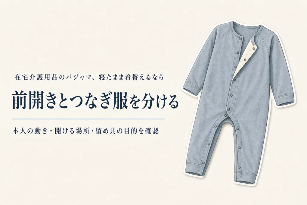 介護用前開きパジャマとつなぎ服の違い｜寝たままの着替え・おむつ交換で選ぶ
