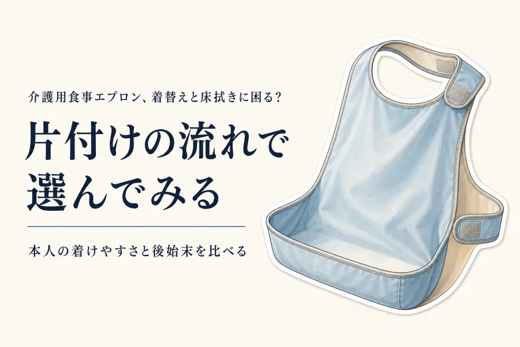 介護用食事エプロンで服と床の汚れを減らすには？本人が嫌がりにくい洗って使う・使い捨ての選び方