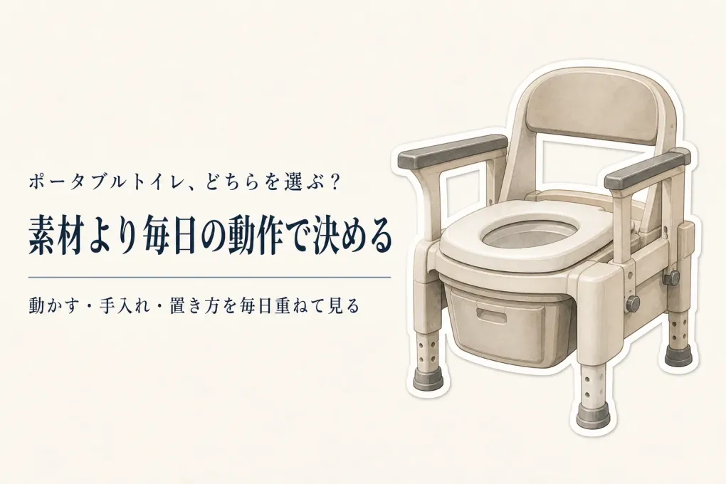 樹脂製ポータブルトイレと家具調の違いは？選定理由・メリットを介助と手入れで比べる